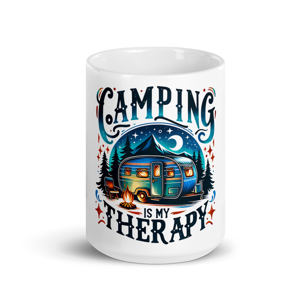 Camping is My Therapy  White Glossy Mug
