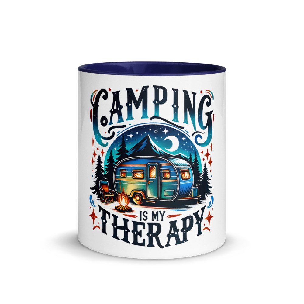 Camping is My Therapy Mug with Color Inside