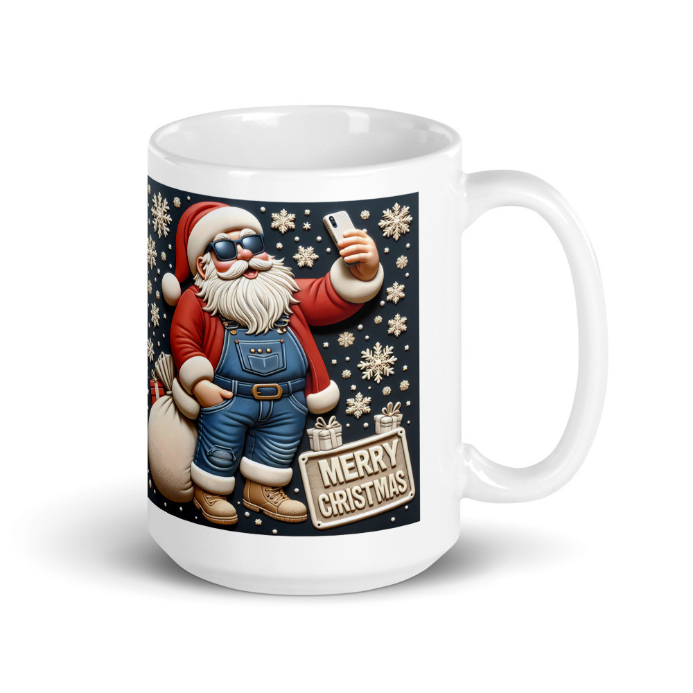 Santa Claus Christmas White Glossy Mug
