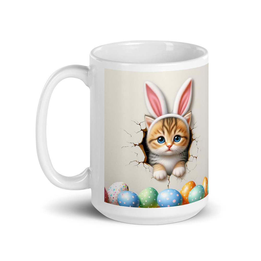 Easter Kitten White Glossy Mug