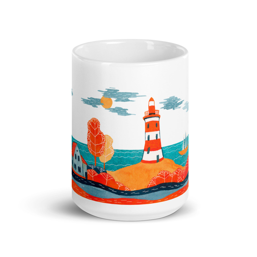 Landscape Lighthouse_1 White Glossy Mug