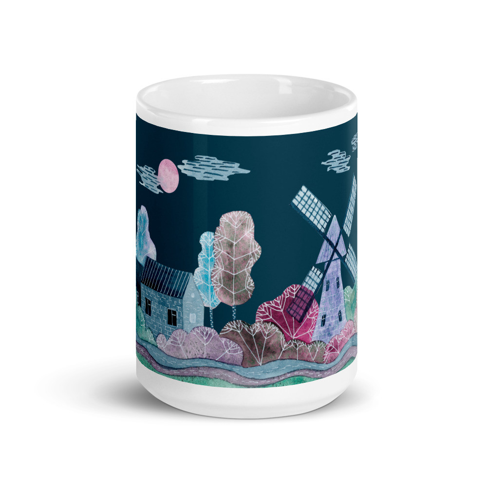 Landscape with a Mill_1 White Glossy Mug