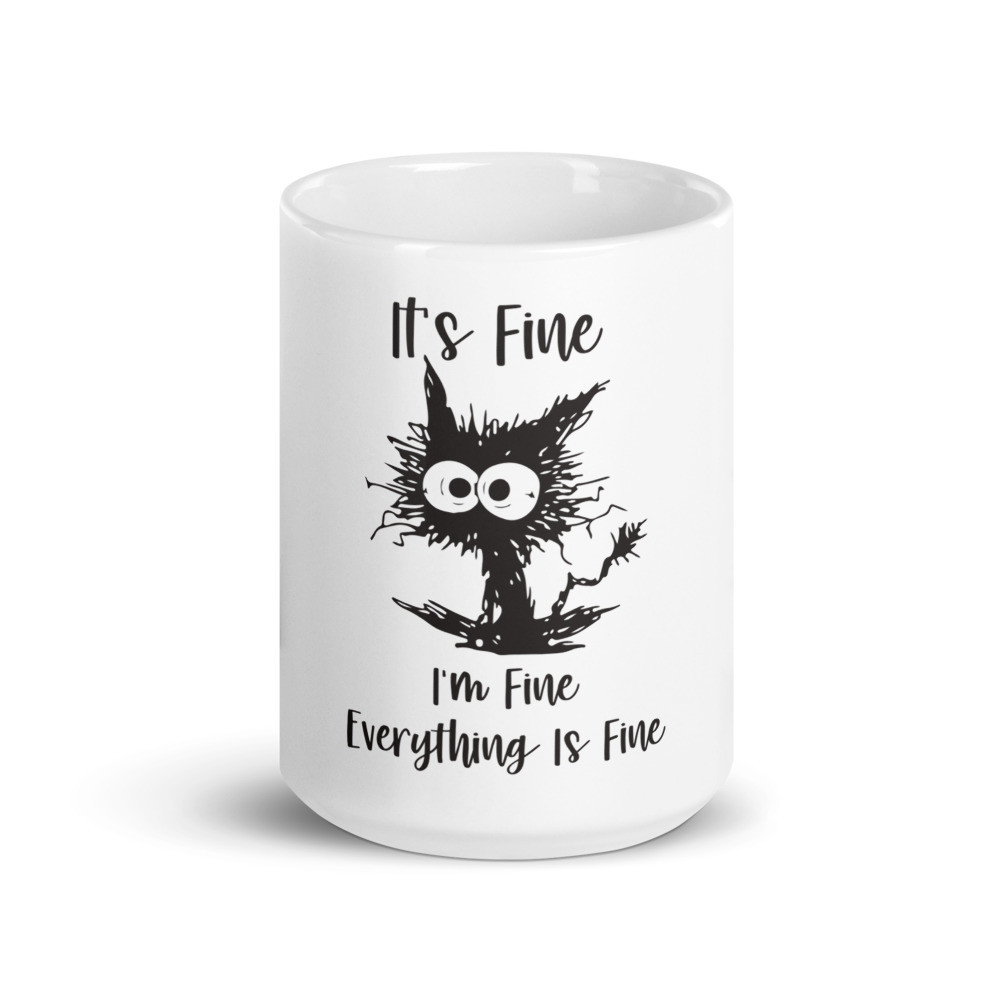 I'm Fine Cat White Glossy Mug