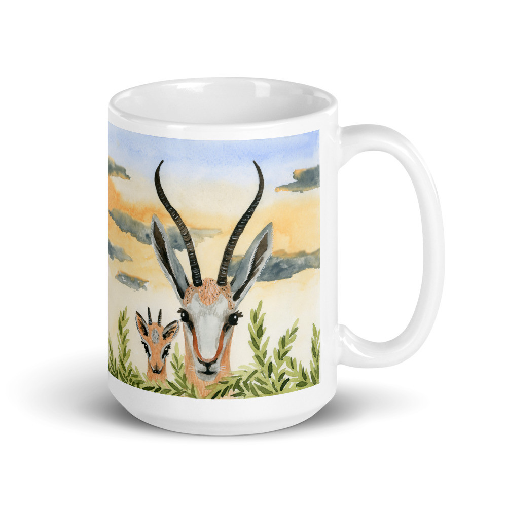 Safari Antelope White Glossy Mug