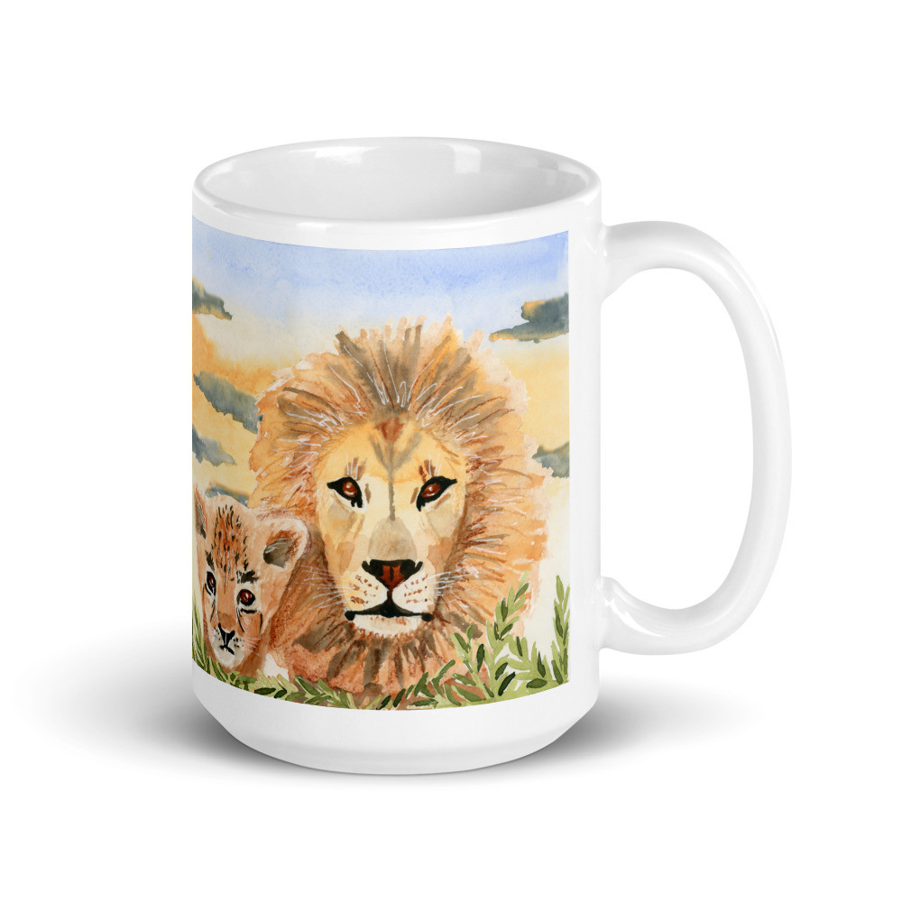 Safari  Lion White Glossy Mug