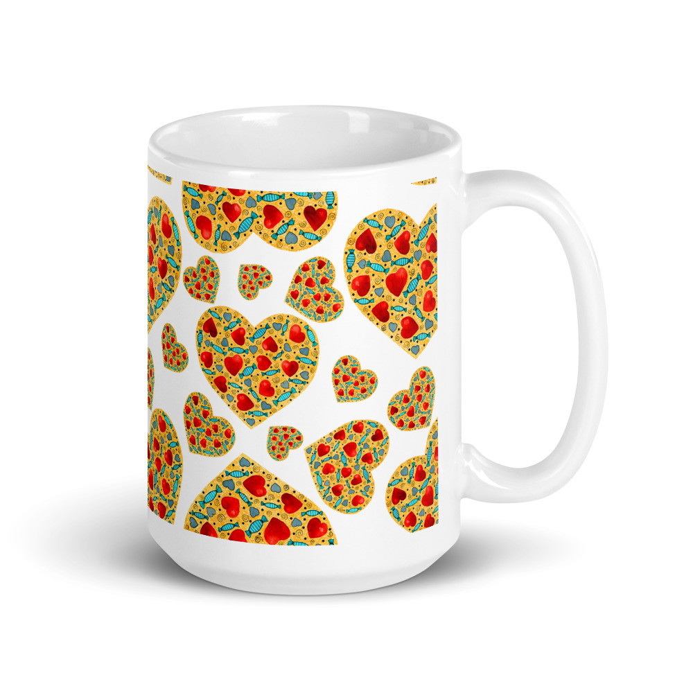 Valentines Day  Heart White Glossy Mug