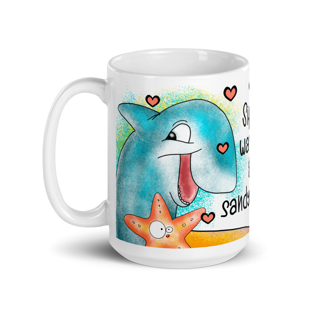 Funny Summer Cute Beach_3 White Glossy Mug