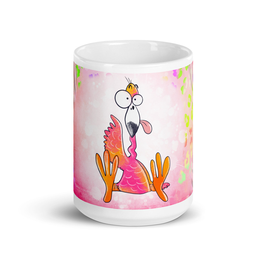 Funny Flamingo_2 White Glossy Mug