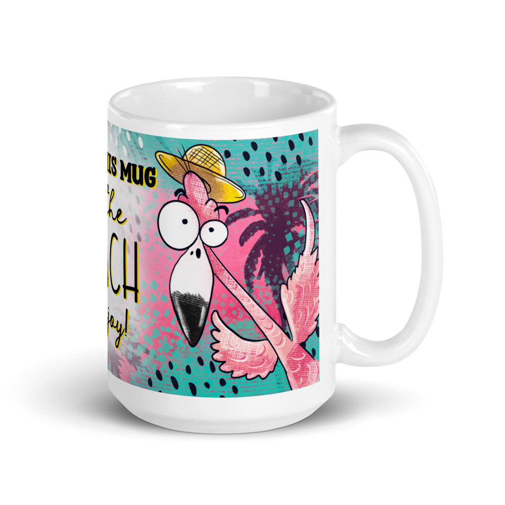 Funny Flamingo_3 White Glossy Mug