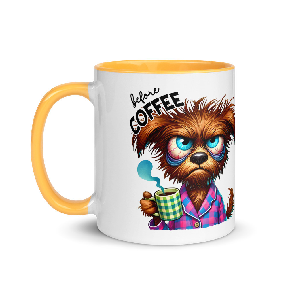 Before Coffee Dog Mug with Color Inside