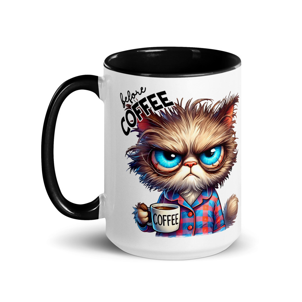 Before Coffee B Cat Mug with Color Inside