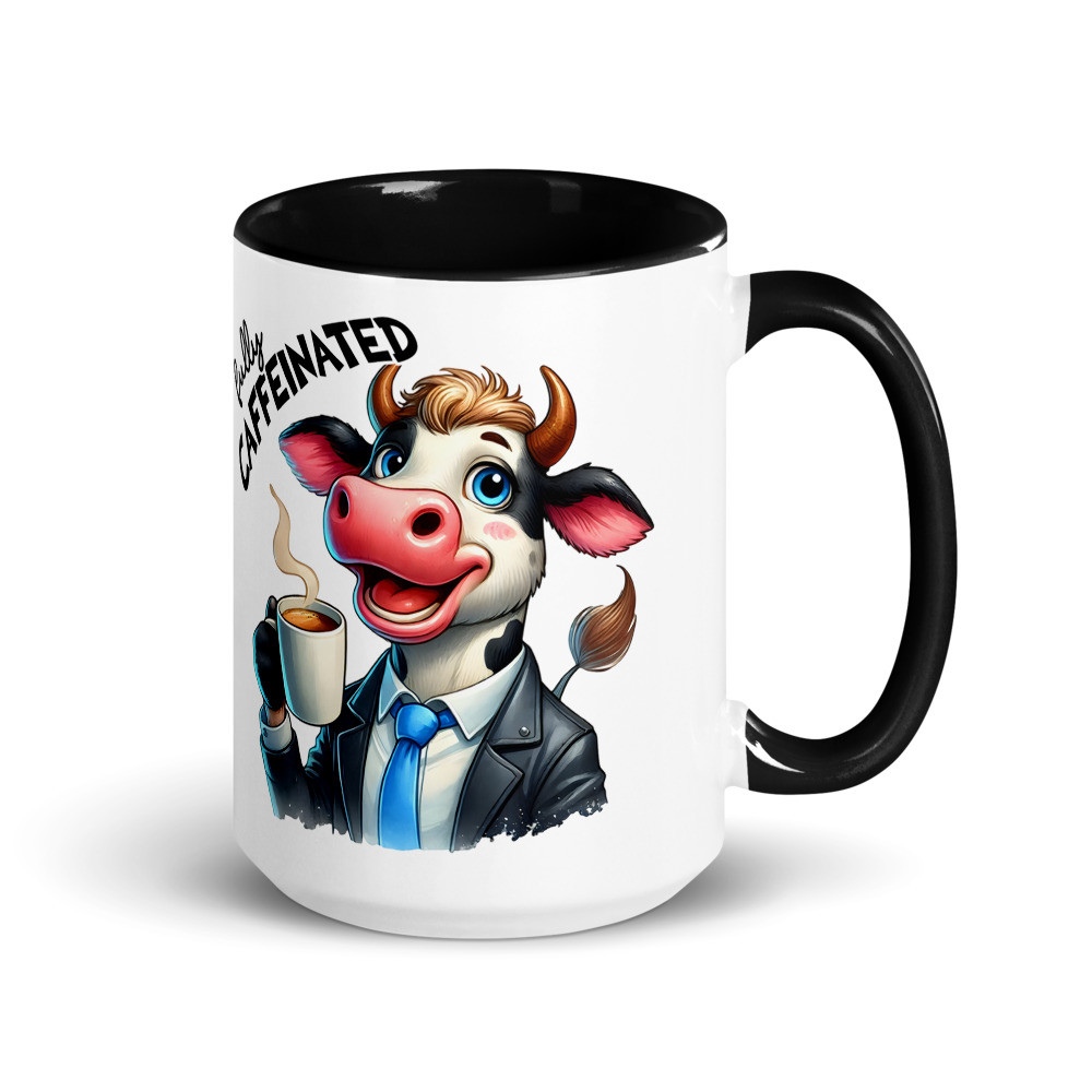 Before Coffee B Cow Mug with Color Inside