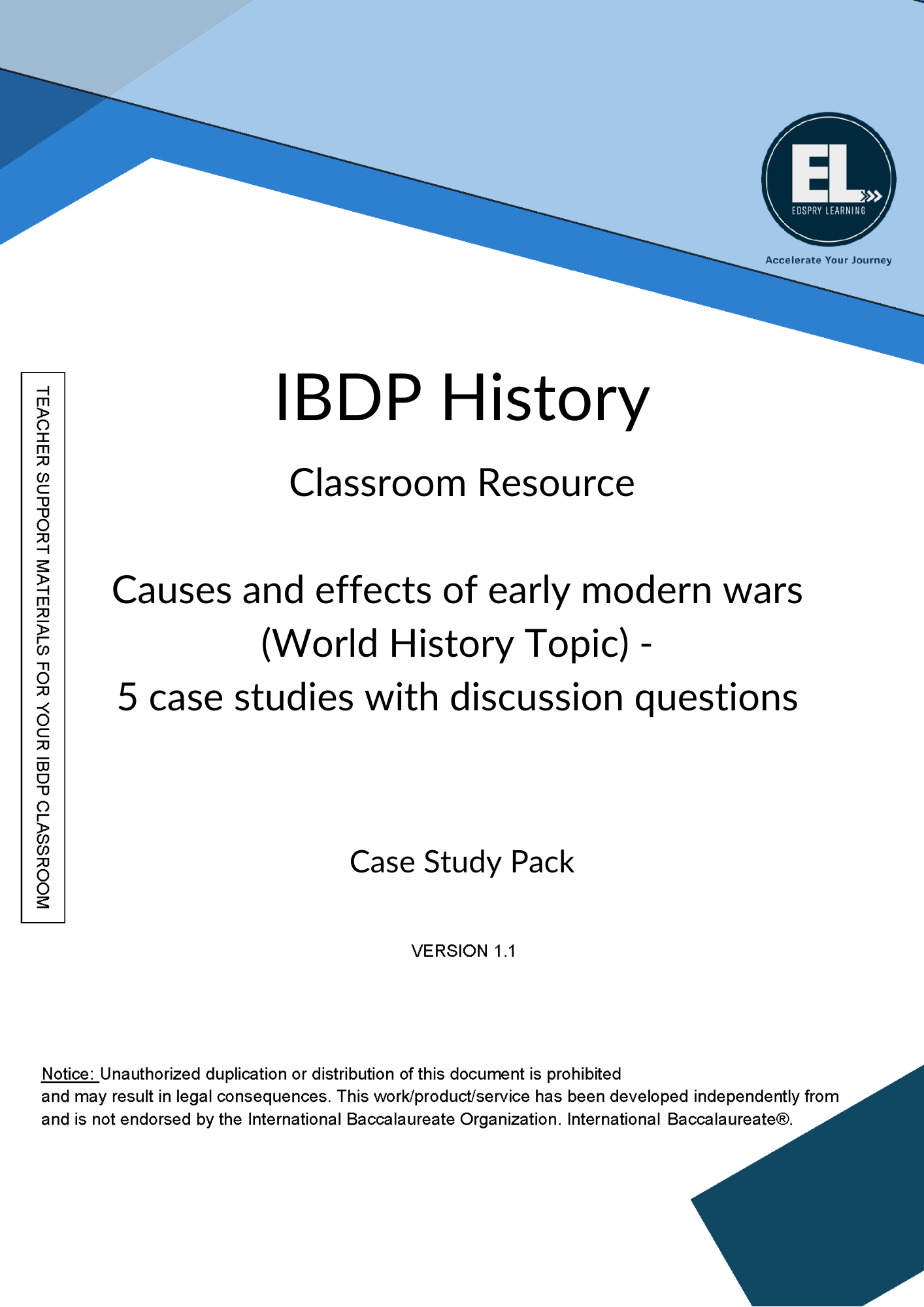 HIST Causes and effects of early modern wars (World History Topic)  - Case study  pack with discussion questions