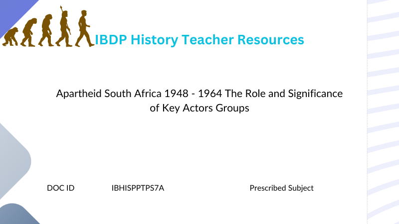 HIST Apartheid South Africa 1948 - 1964 The Role and Significance of Key Actors Groups - Powerpoint