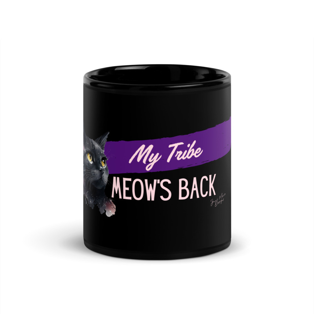 Meow Back: Black Glossy Mug