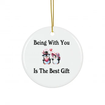Being With You Is The Best Gift Penguins Couple Ornament