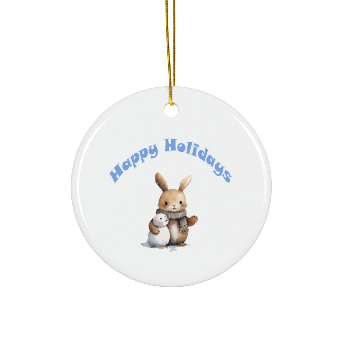 Happy Holidays Bunny Ornament