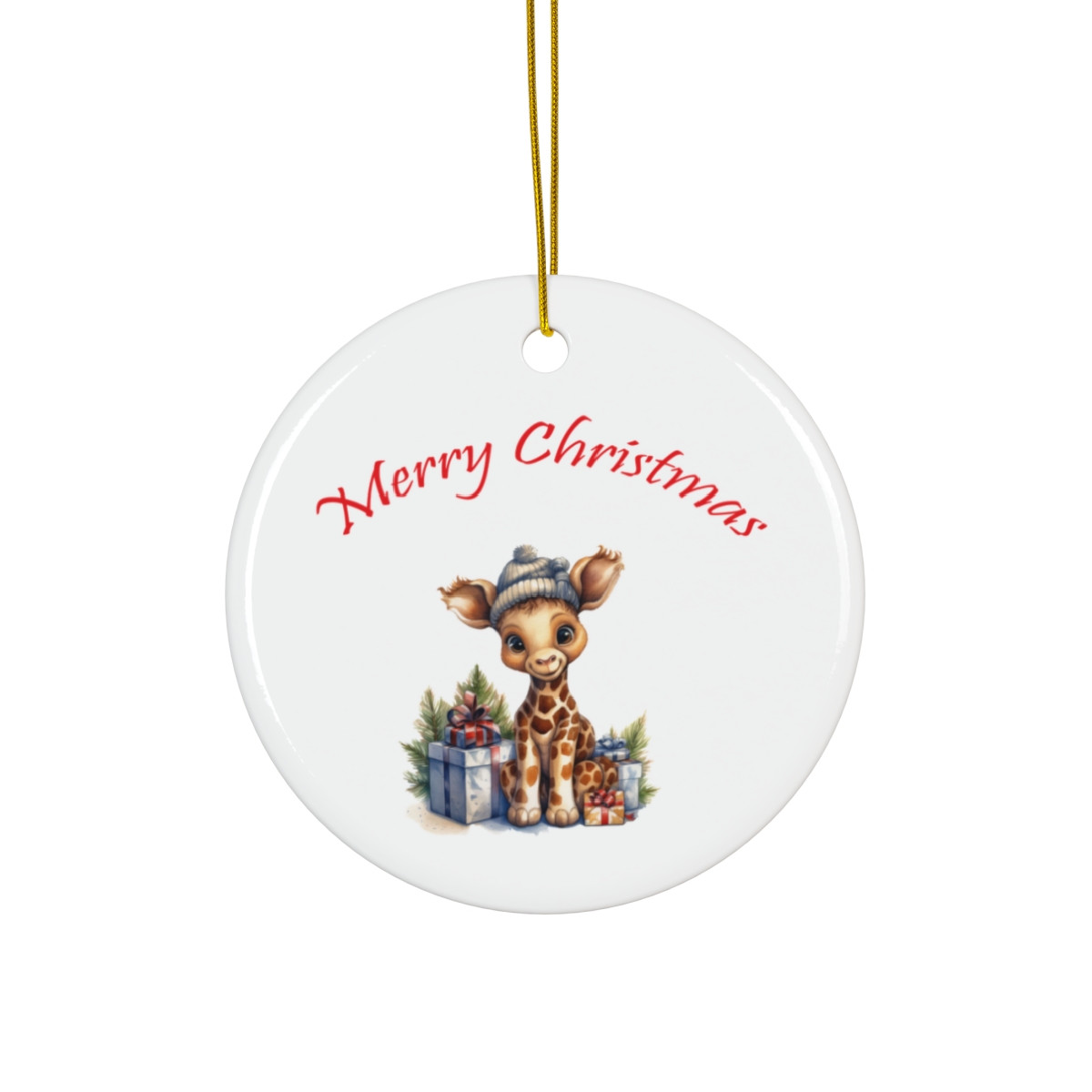 Merry Christmas Giraffe Ornament Christmas Ornament