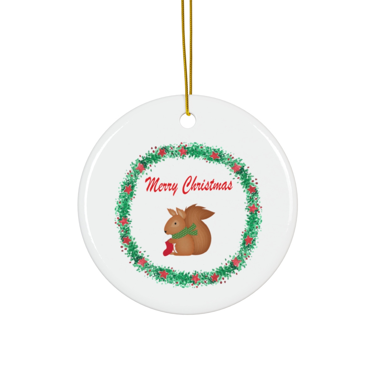 Merry Christmas Wreath Squirrel Ornament Christmas Ornament