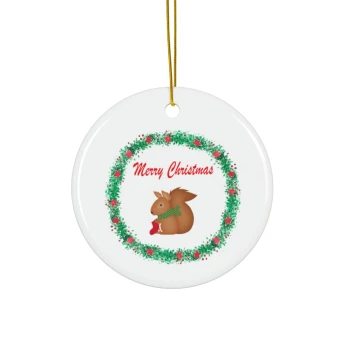 Merry Christmas Wreath Squirrel Ornament Christmas Ornament