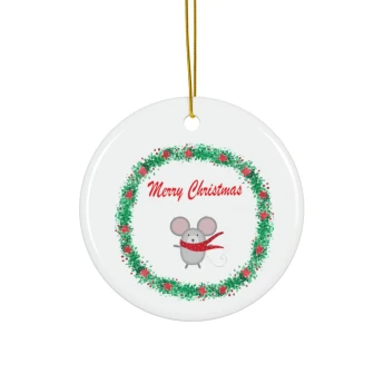 Merry Christmas Wreath Mouse Ornament Christmas Ornament