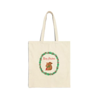 Merry Christmas Wreath Squirrel Tote Bag