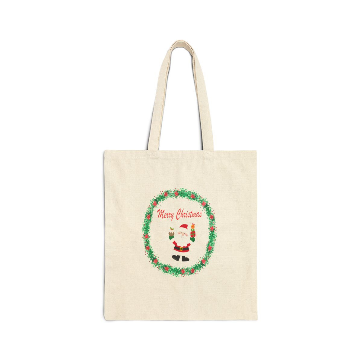 Merry Christmas Wreath Santa Claus Tote Bag