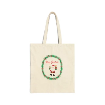 Merry Christmas Wreath Santa Claus Tote Bag