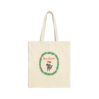 Merry Christmas Wreath Raccoon Tote Bag