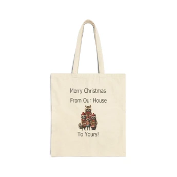 Merry Christmas From Our House To Yours Family Raccoons Tote Bag Christmas Tote Bag