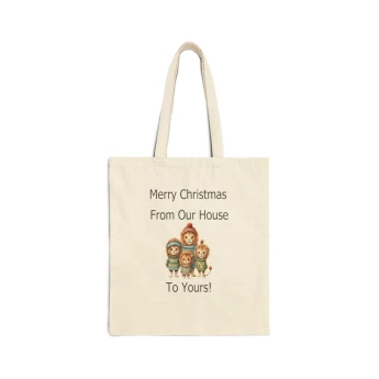 Merry Christmas From Our House To Yours Family  Lions Tote Bag Christmas Tote Bag  
