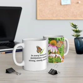 Monarch Butterfly Photograph Mug | Inspirational Scripture Quote