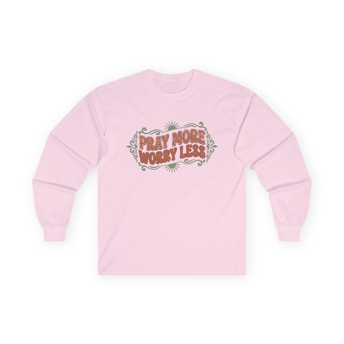 Pray More Worry Less Long Sleeve Tee | Retro Scripture Shirt