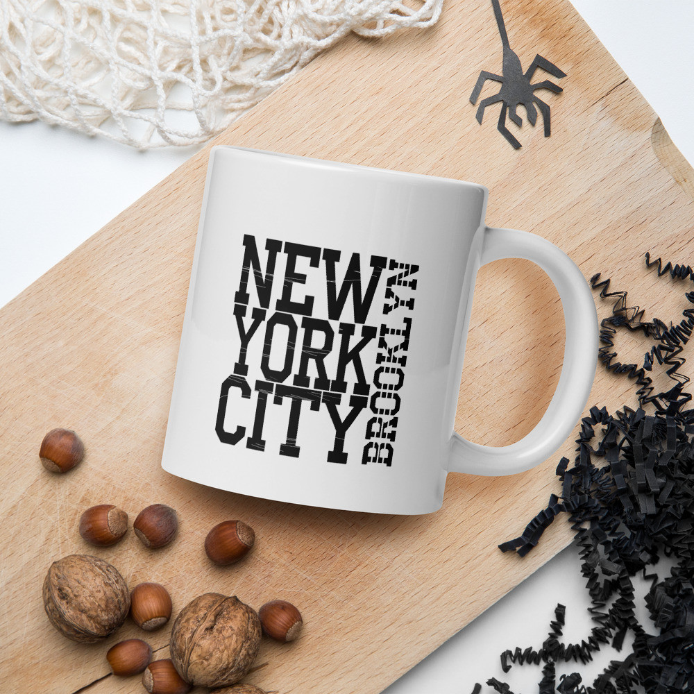 Brooklyn New York White Glossy Mug