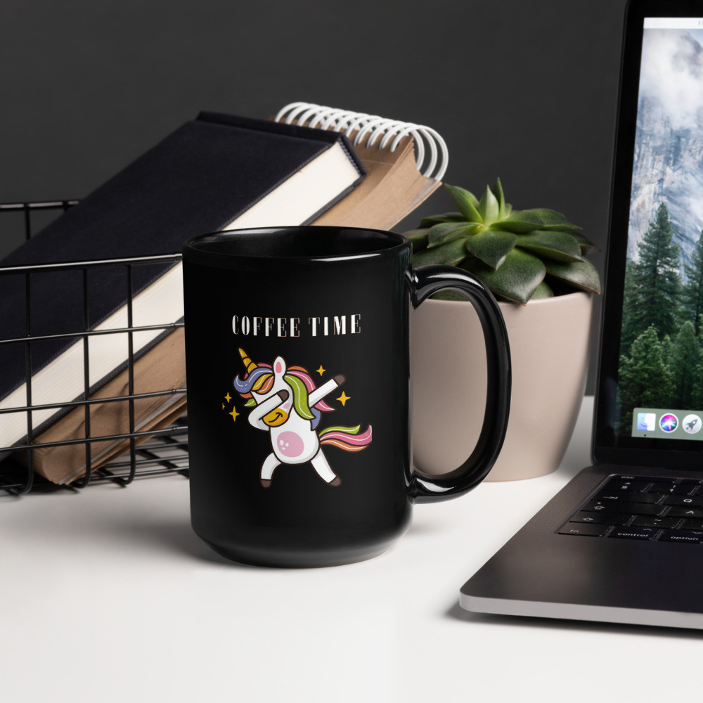 Coffee Time Black Glossy Mug