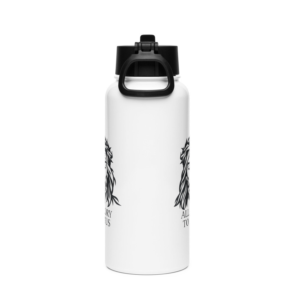 Glory To Jesus Stainless steel water bottle with a straw lid