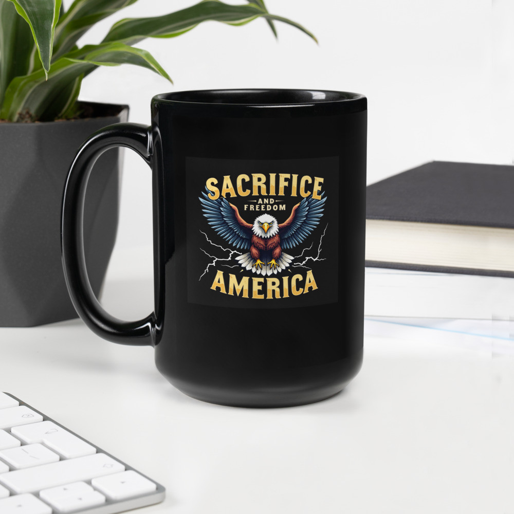 Sacrifice and Freedom Black Glossy Mug