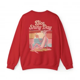"Retro Pink Panther Beach Vibes Sweatshirt - Nice Shiny Day Aesthetic"