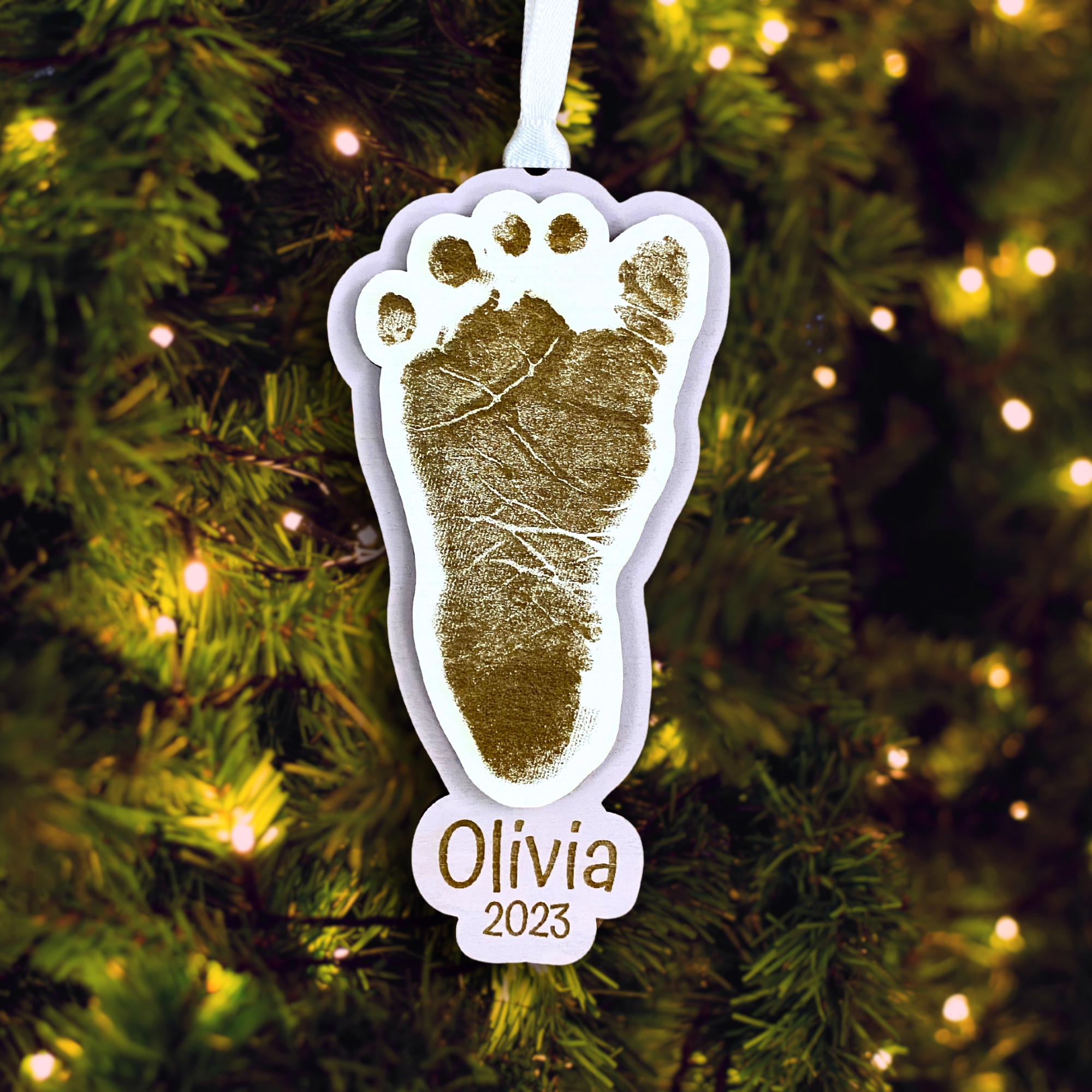 Personalized Baby Footprint Ornament - Double Layer