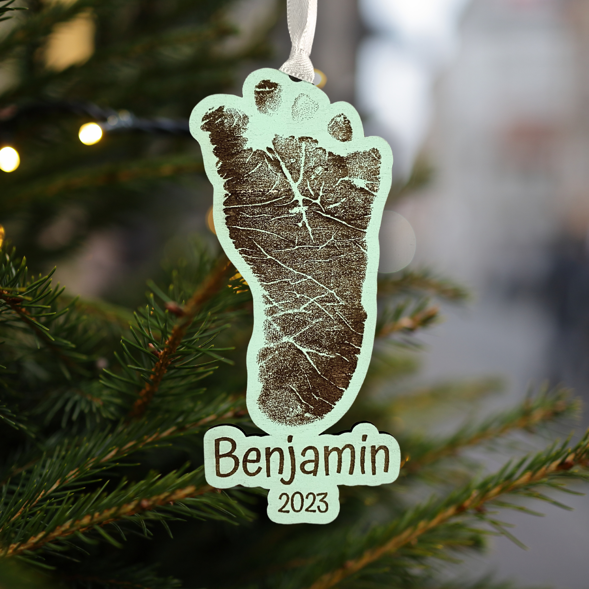 Personalized Baby Footprint Ornament - Painted Single Layer