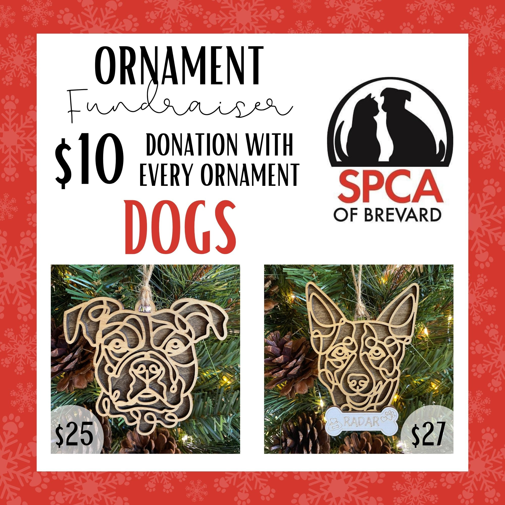 SPCA of Brevard - $10 Donation - Dog Ornaments