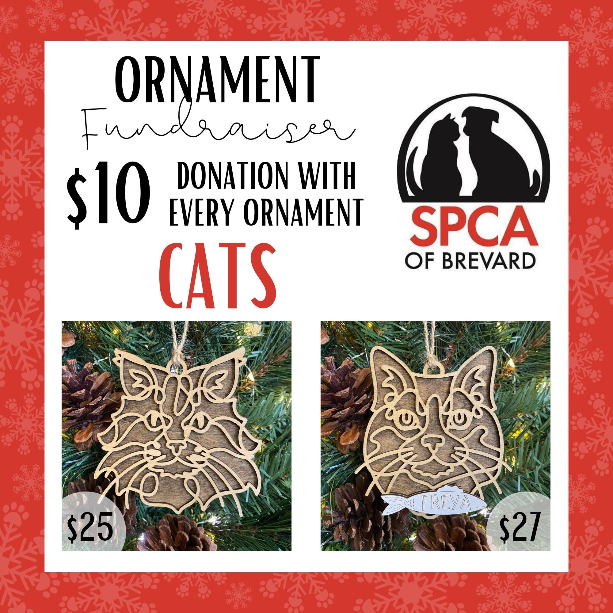 SPCA of Brevard - $10 Donation - Cat Ornaments
