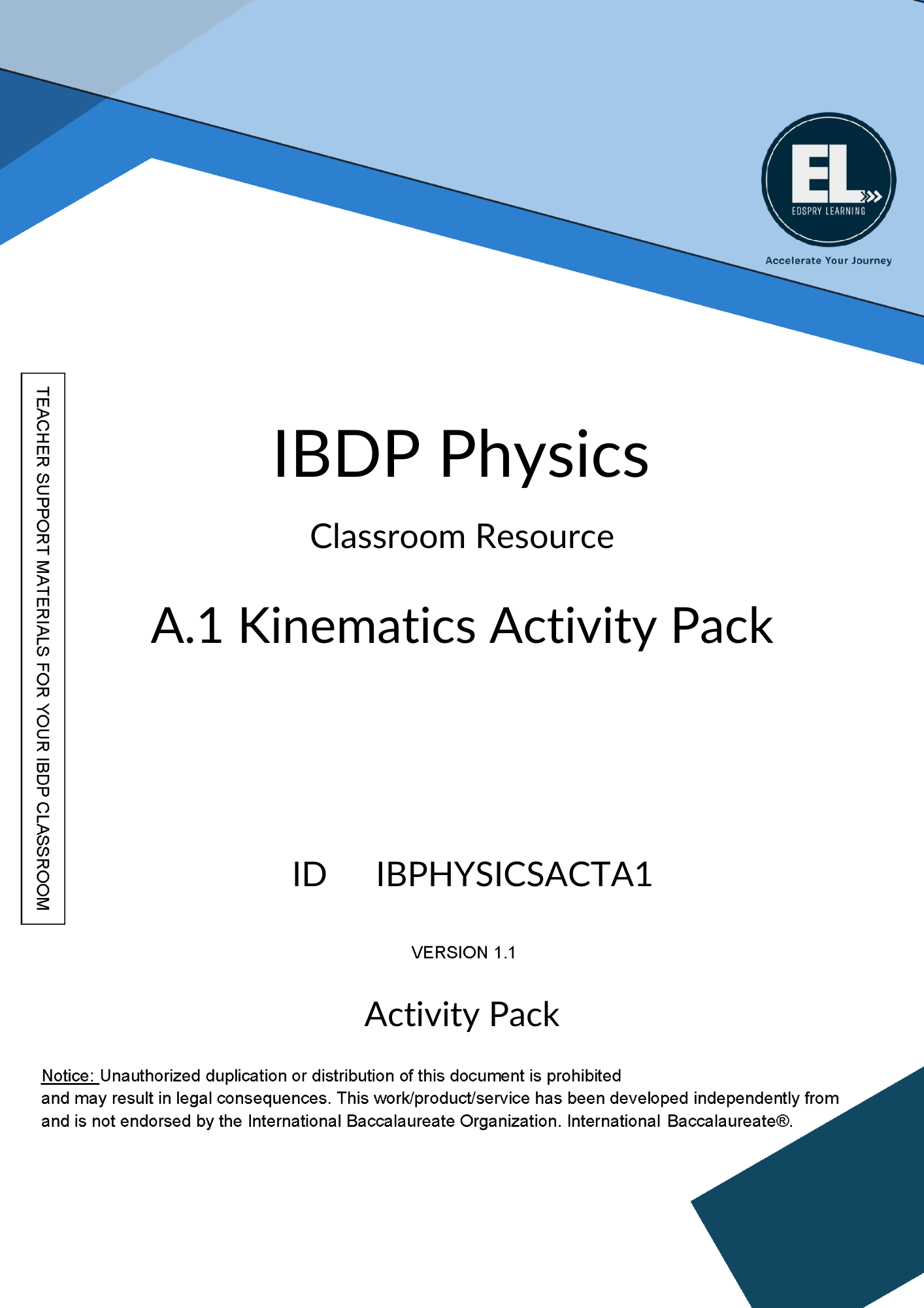 PHY A.1 Kinematics - Pack of 10 activities