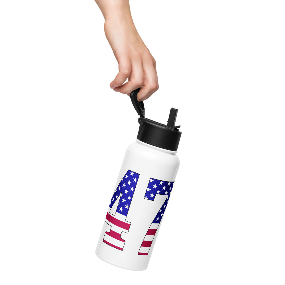 47 Stainless steel water bottle with a straw lid