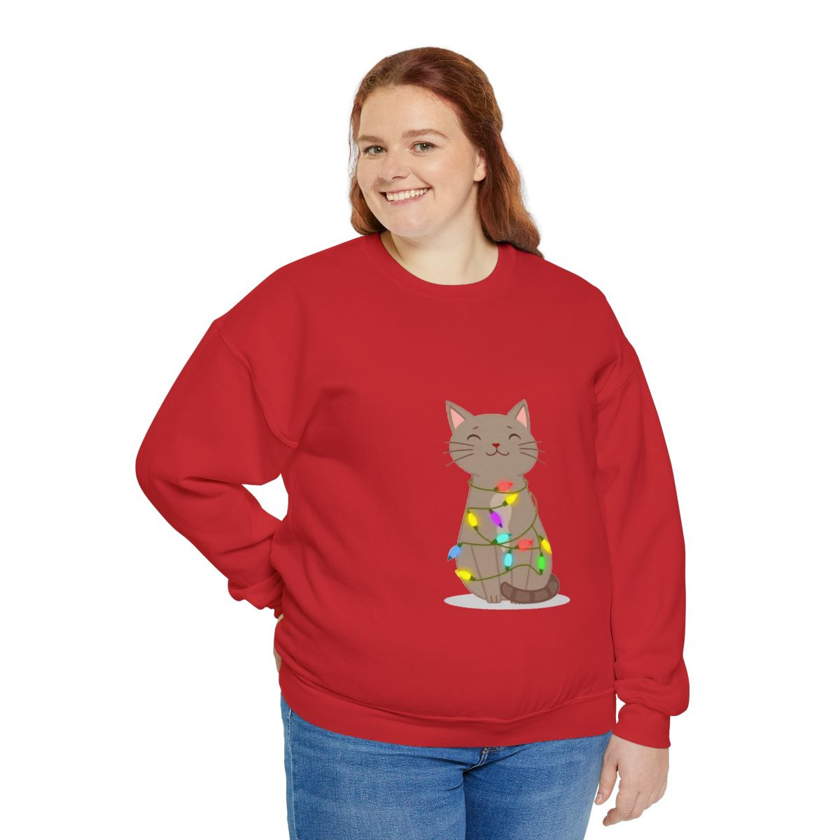 Christmas Cat Sweatshirt - Unisex Heavy Blend