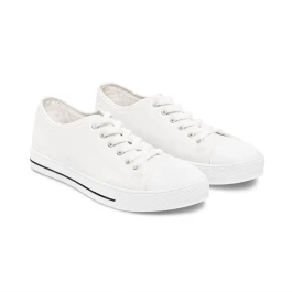 I NYC Classic White Low Top Sneakers | Canvas Casual Lace-Up Shoes