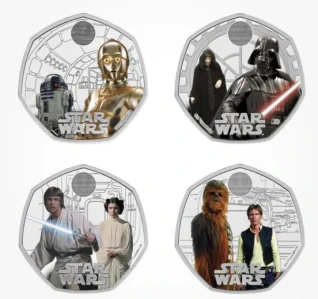 Star Wars 2023 Uk 50 p silver proof coin set  colour set