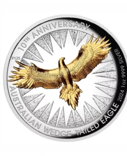 Australian wedgetail 1oz  2024 silver high relief glided coin