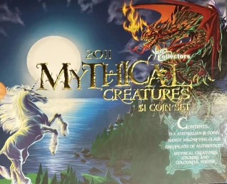 2011 mythical creatures-young collector 9x1dollar coin set 4000 mintage only