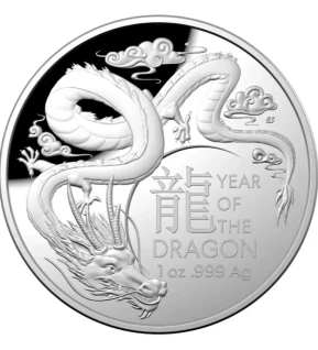 2024 year of the dragon 1oz domed silver proof coin  RAM